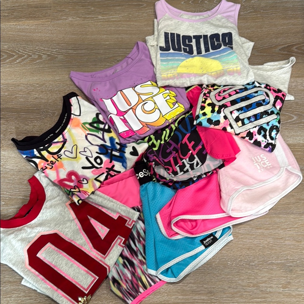10 Pieces!!!  Justice Girls' Vibrant Shirt & Short Collection